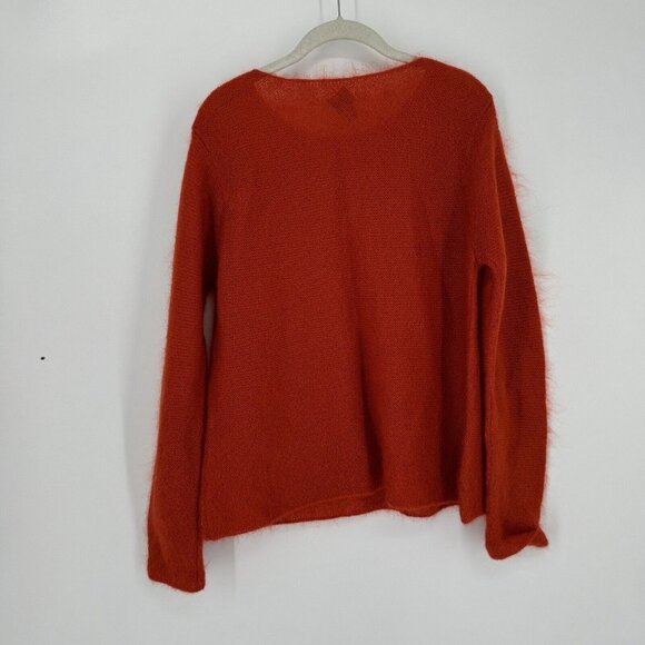 Eileen Fisher Sweater Women’s medium M orange kid mohair nylon stretch fall work - Picture 5 of 5